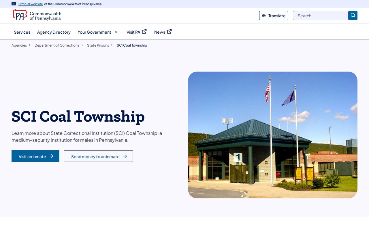 SCI Coal Township profile for Northumberland County arrest custody distinctions