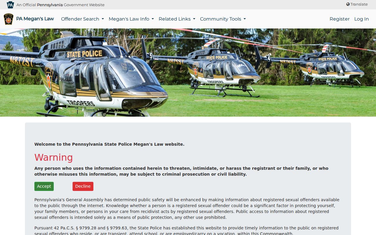 Northumberland County sex offender search on the Pennsylvania Megan's Law website
