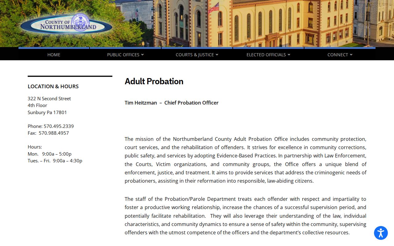 Northumberland County criminal record expungement Adult Probation office